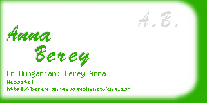 anna berey business card